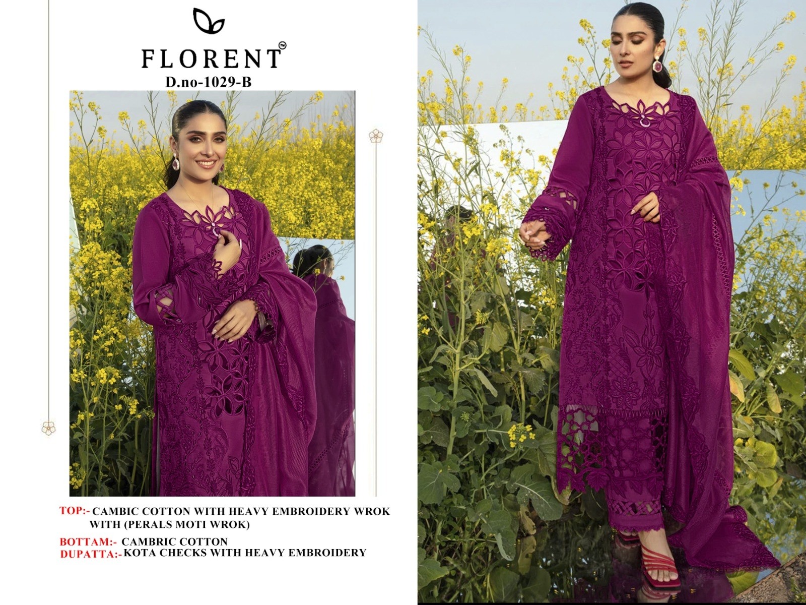 FLORENT 1029 B PAKISTANI DRESSES CAMBRIC COTTON 