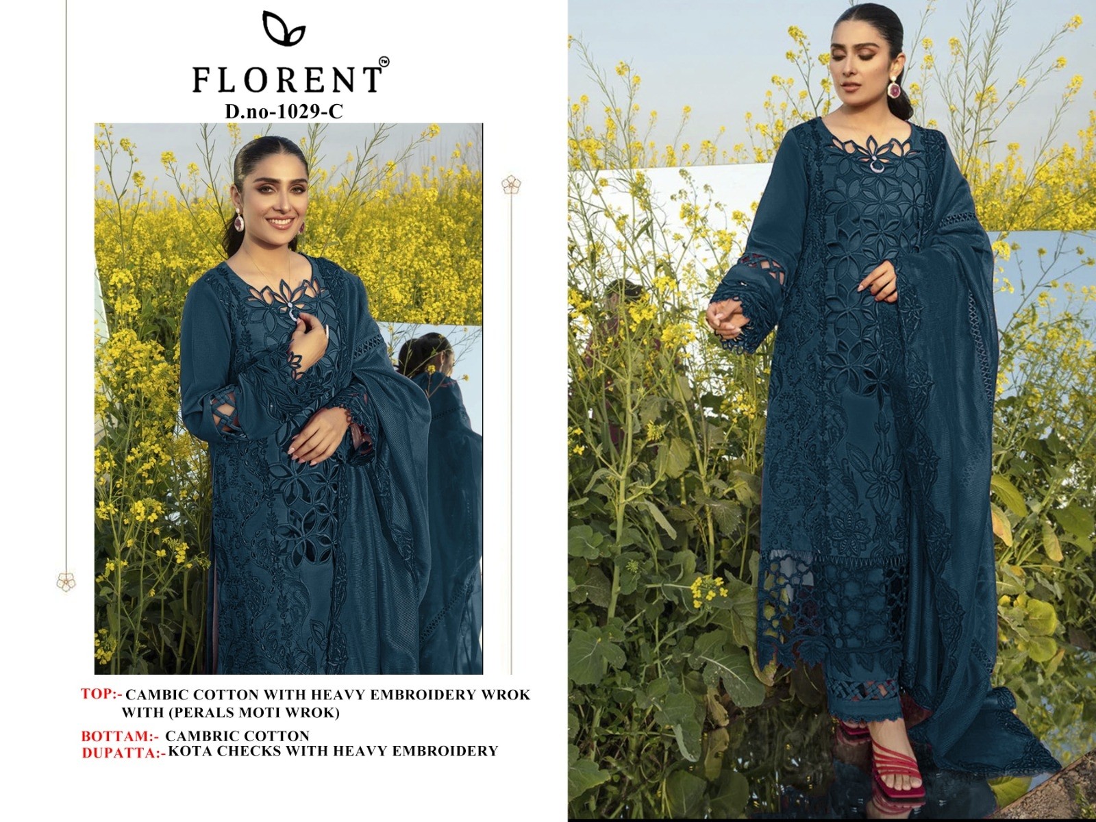 FLORENT 1029 C PAKISTANI DRESSES CAMBRIC COTTON BY SURAT