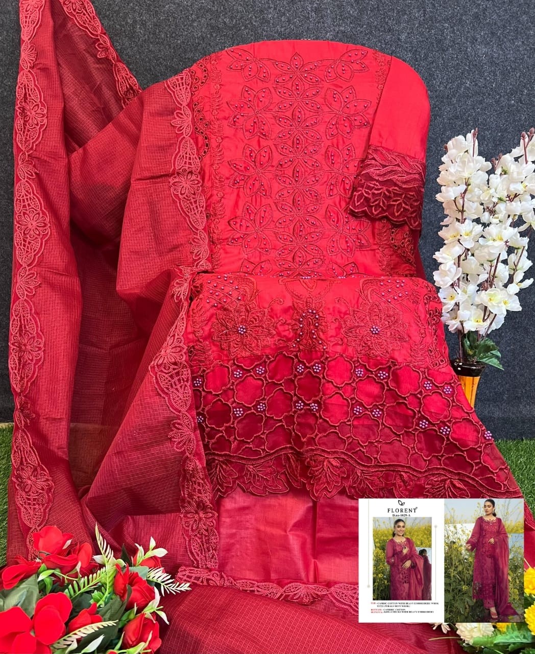 FLORENT 1029 A CAMBRIC COTTON PAKISTANI DRESSES