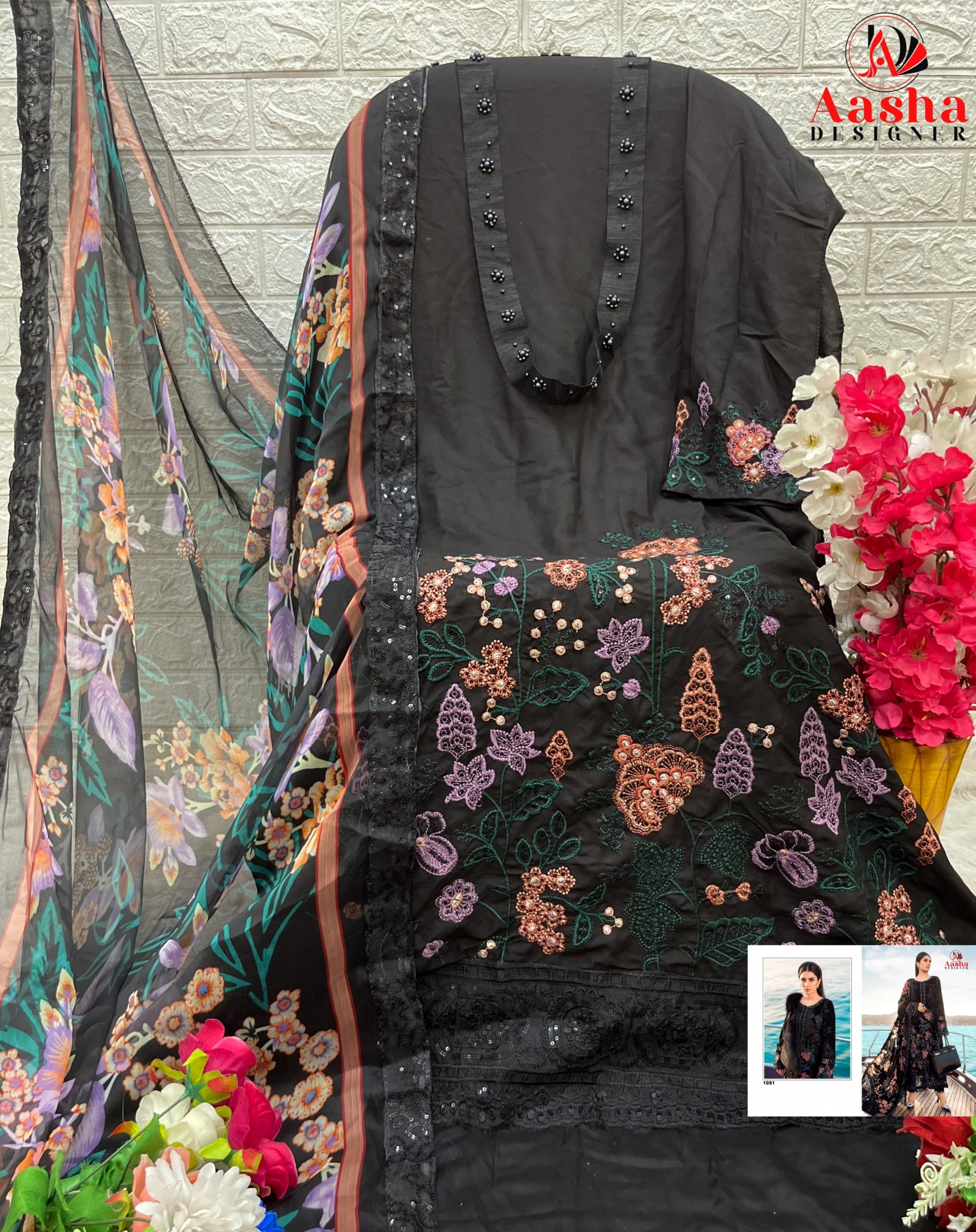 AASHA DESIGNER 1091 LATEST PAKISTANI SALWAR SUITS