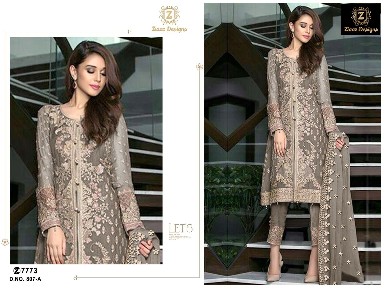 ZIAAZ DESIGNS 807 A PAKISTANI SUITS NEW COLLECTION