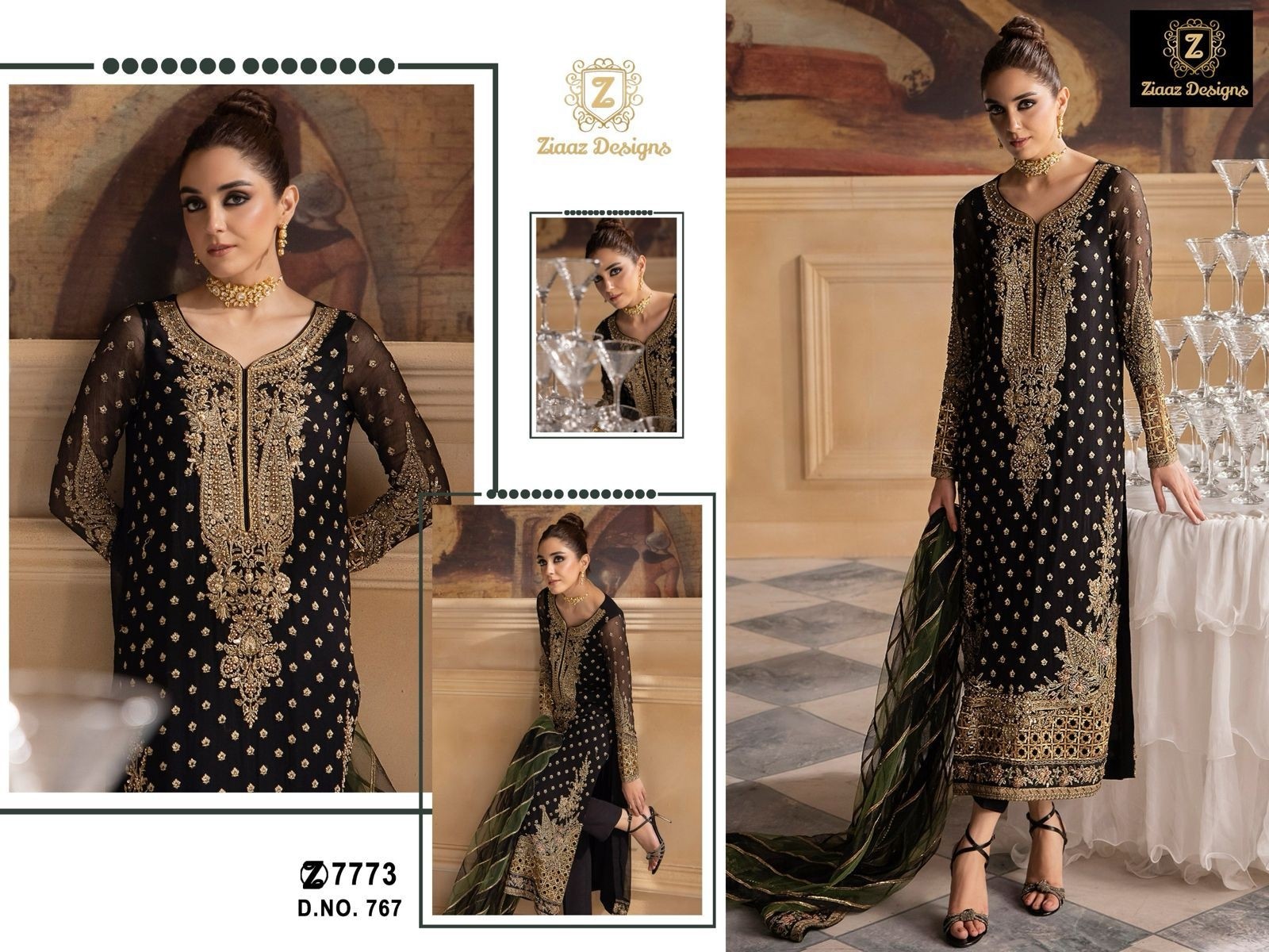 ZIAAZ DESIGNS 767 WHOLESALE COLLECTION PAKISTANI SUITS 