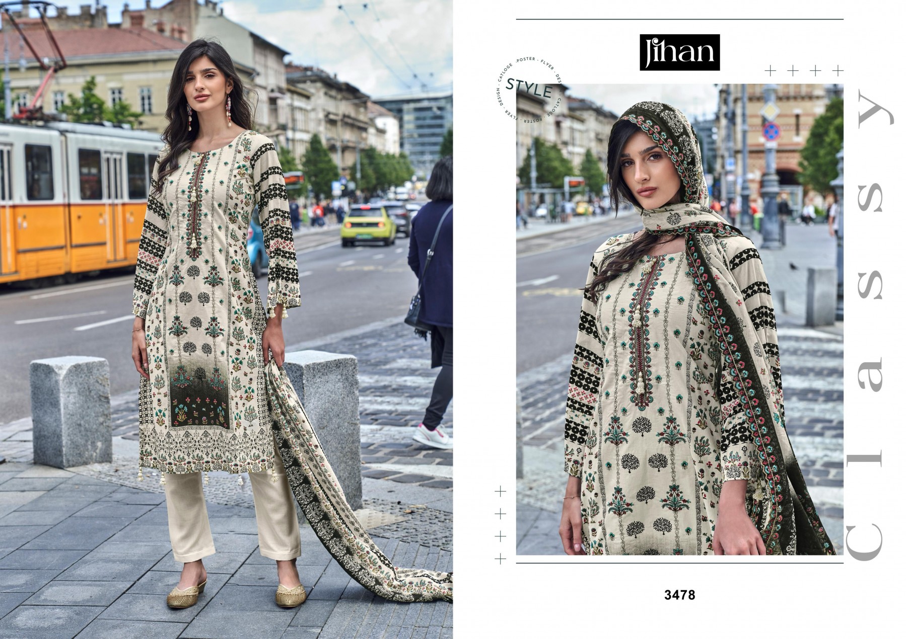 JIHAN 3475 3476 3477 3478 BIN SAEED BW COLLECTION VOL 2 PAKISTANI SALWAR SUITS DEALER 
