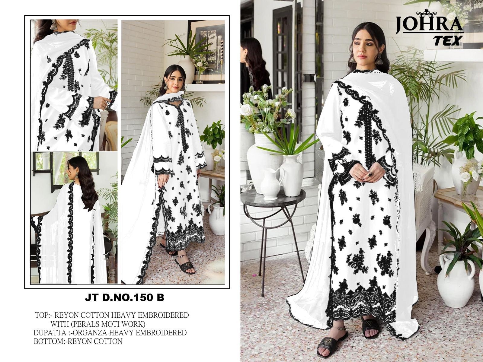 JOHRA TEX JT 150 B WHITE PAKISTANI SALWAR SUITS