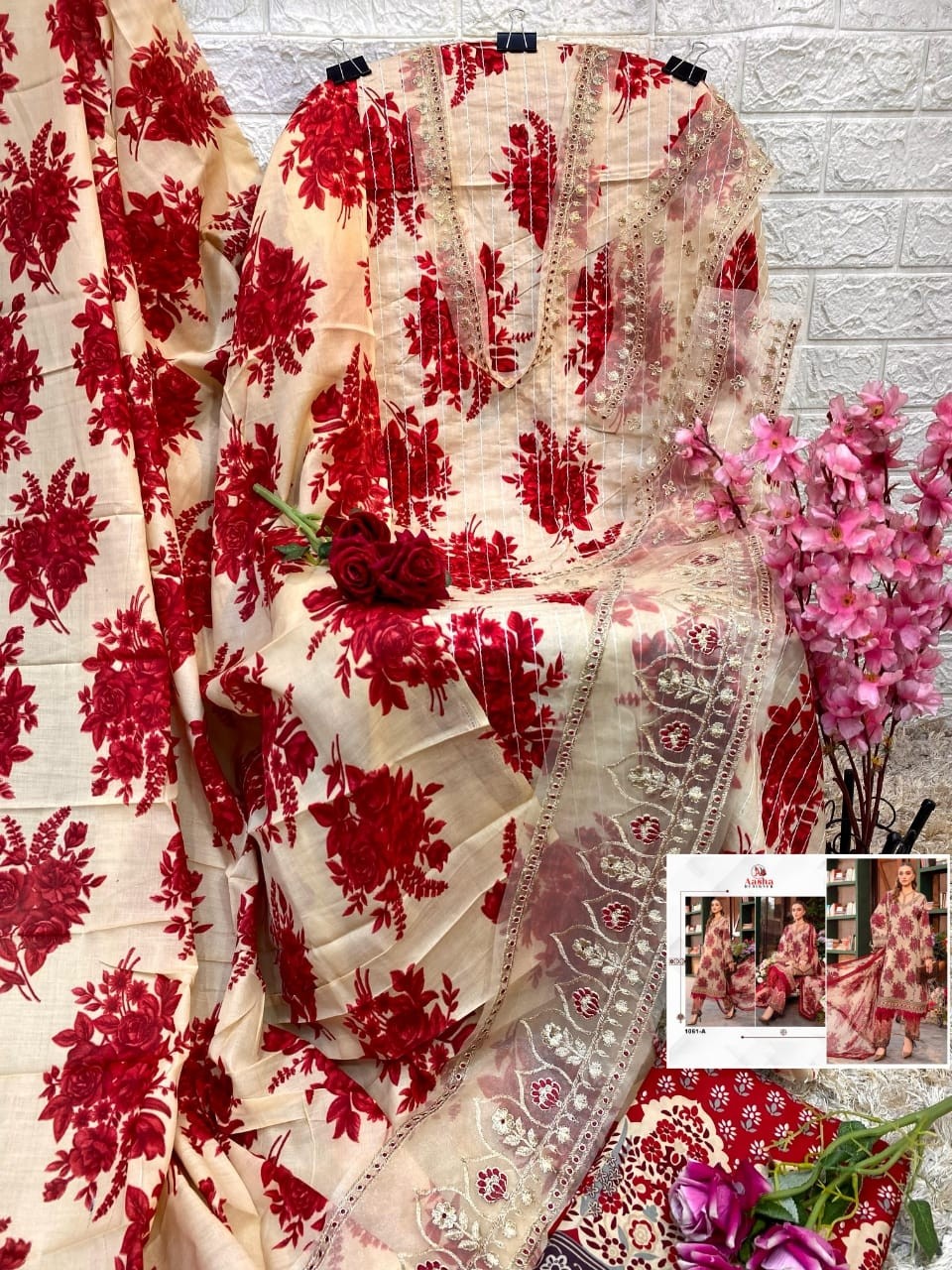 AASHA DESIGNER 1061 A PAKISTANI COTTON SUITS DEALER