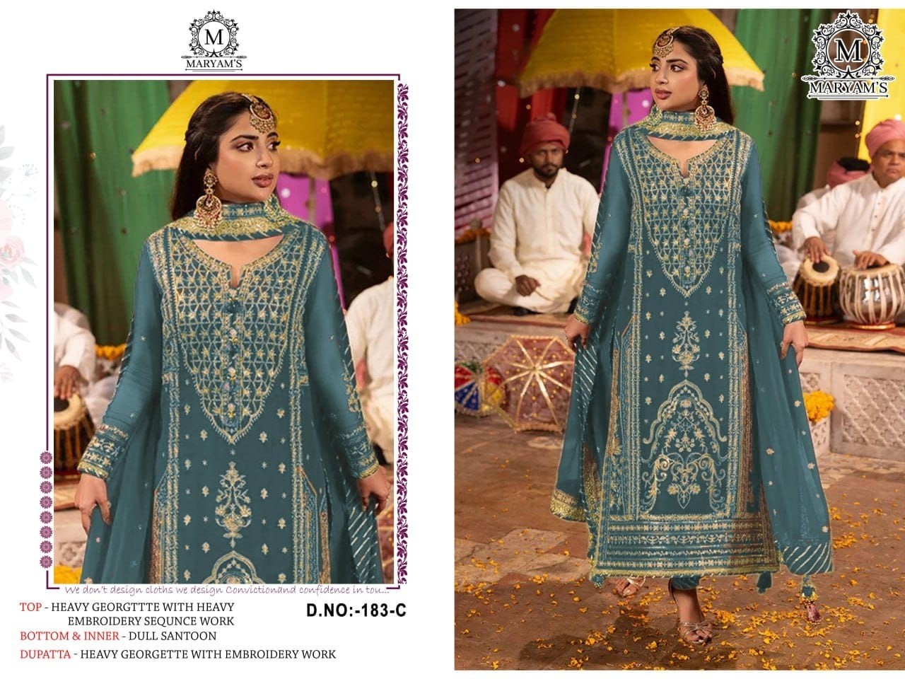 MARYAM 165 ABCD PAKISTANI SUITS SINGLE PIECE
