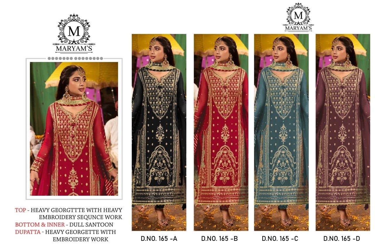 MARYAM 165 ABCD PAKISTANI SUITS SINGLE PIECE