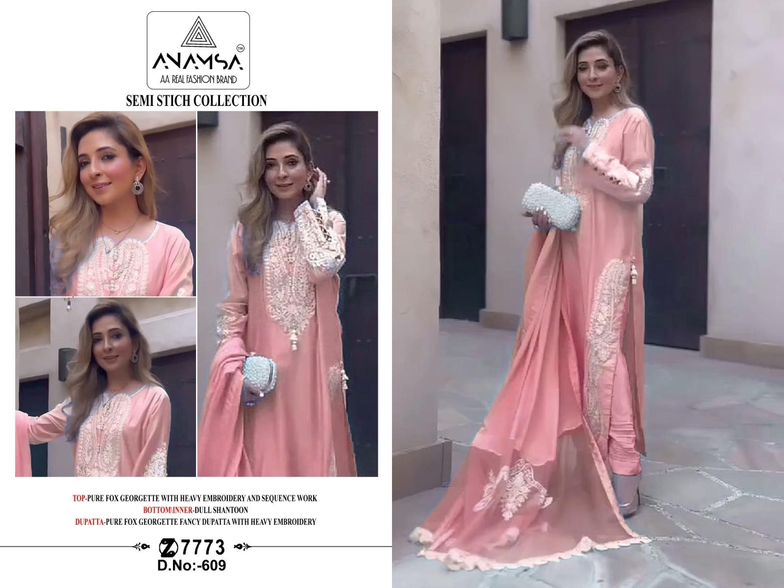 ANAMSA 609 WHOLESALE DEALER PAKISTANI SUITS