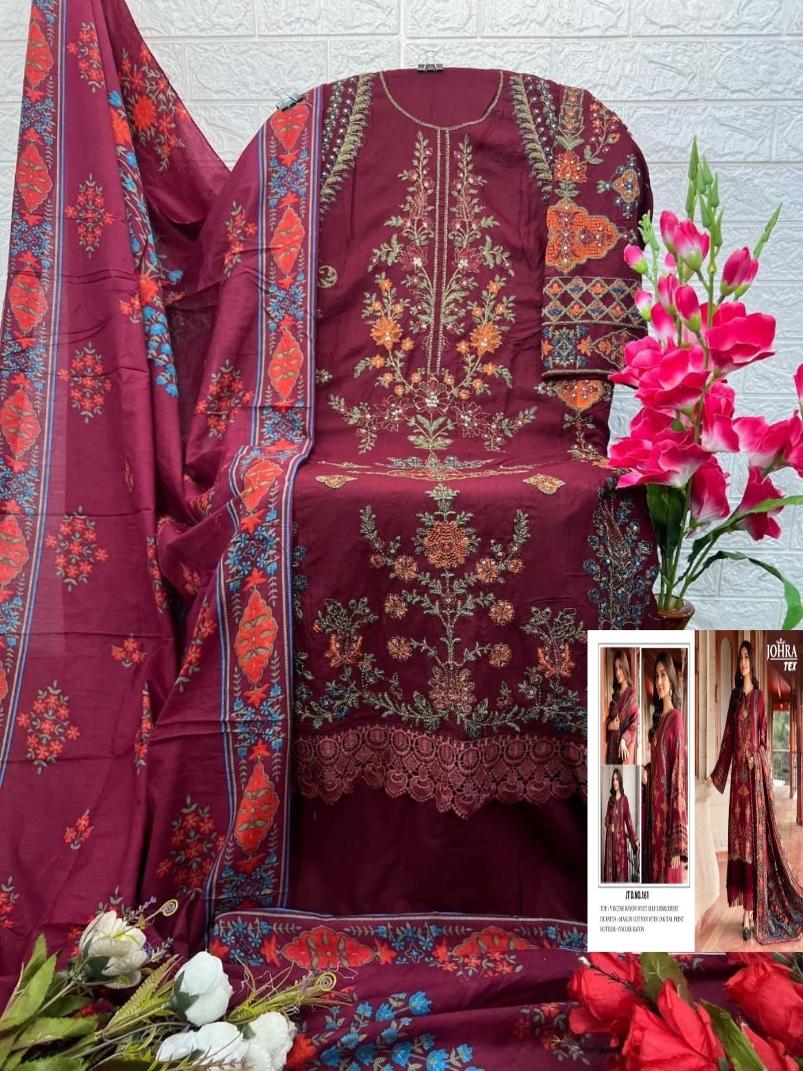 JOHRA TEX 161 PAKISTANI VISCOSE REYON SUITS 