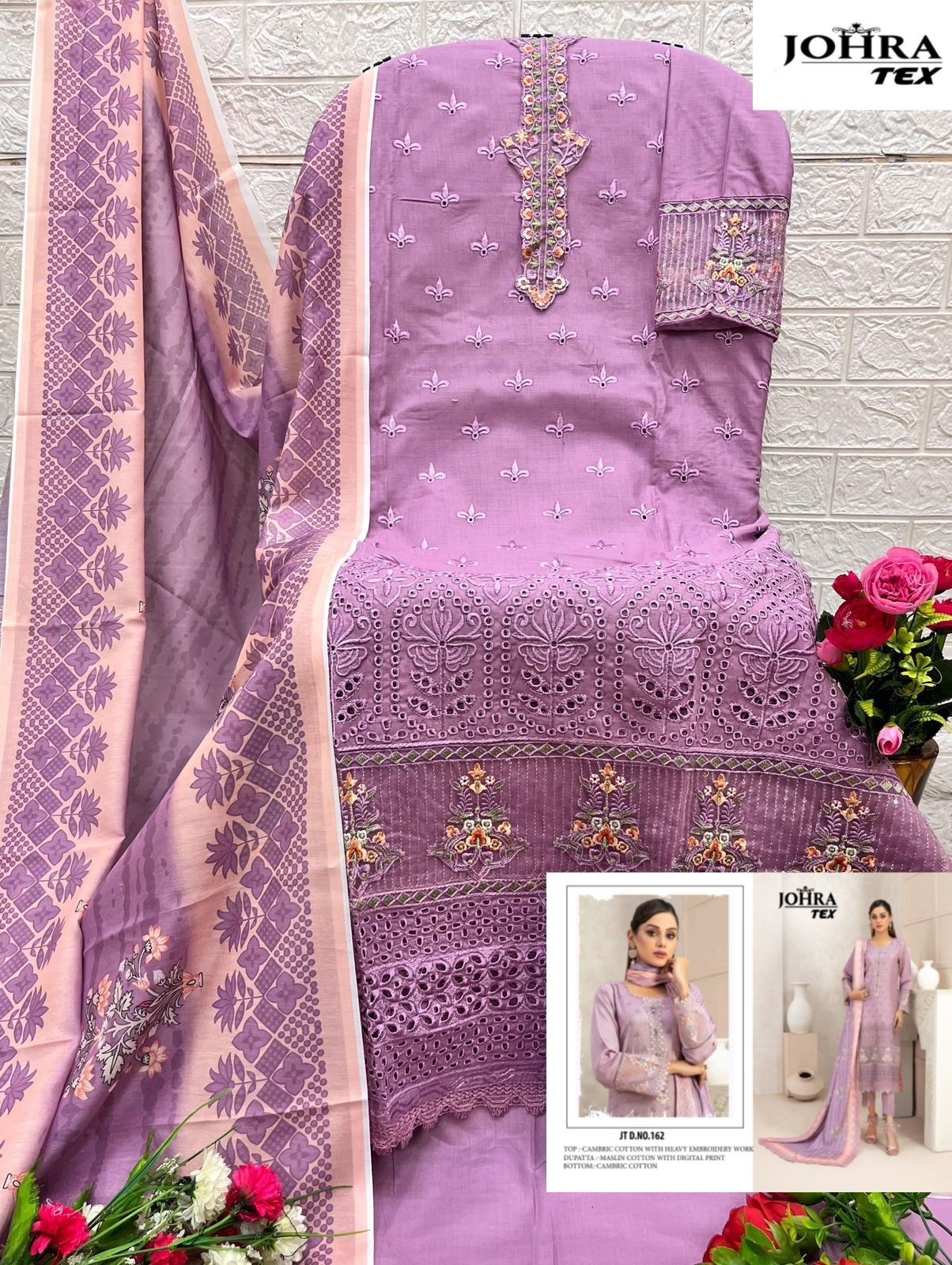 JOHRA TEX JT 162 PAKISTANI SUITS CAMBRIC COTTON