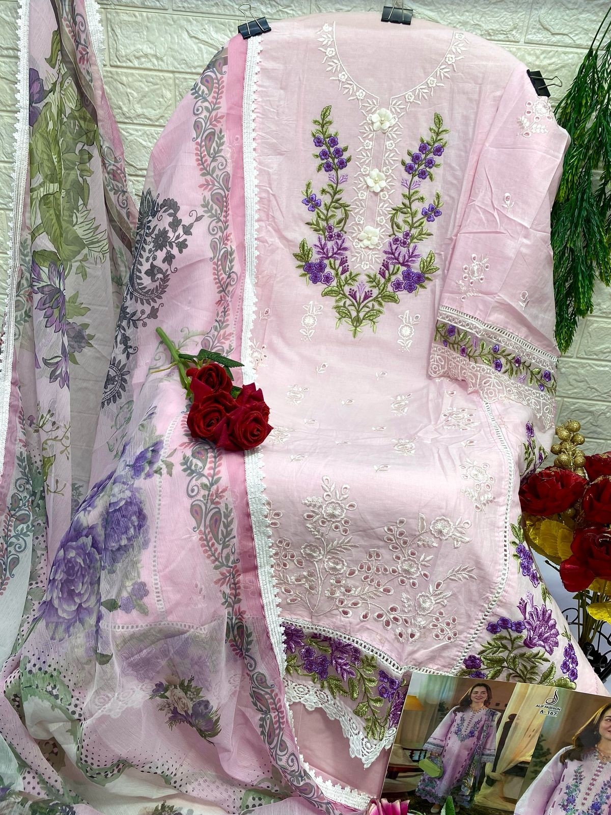 ALIF FASHION A 167 PINK PAKISTANI SUITS MANUFACTURER IN SURAT