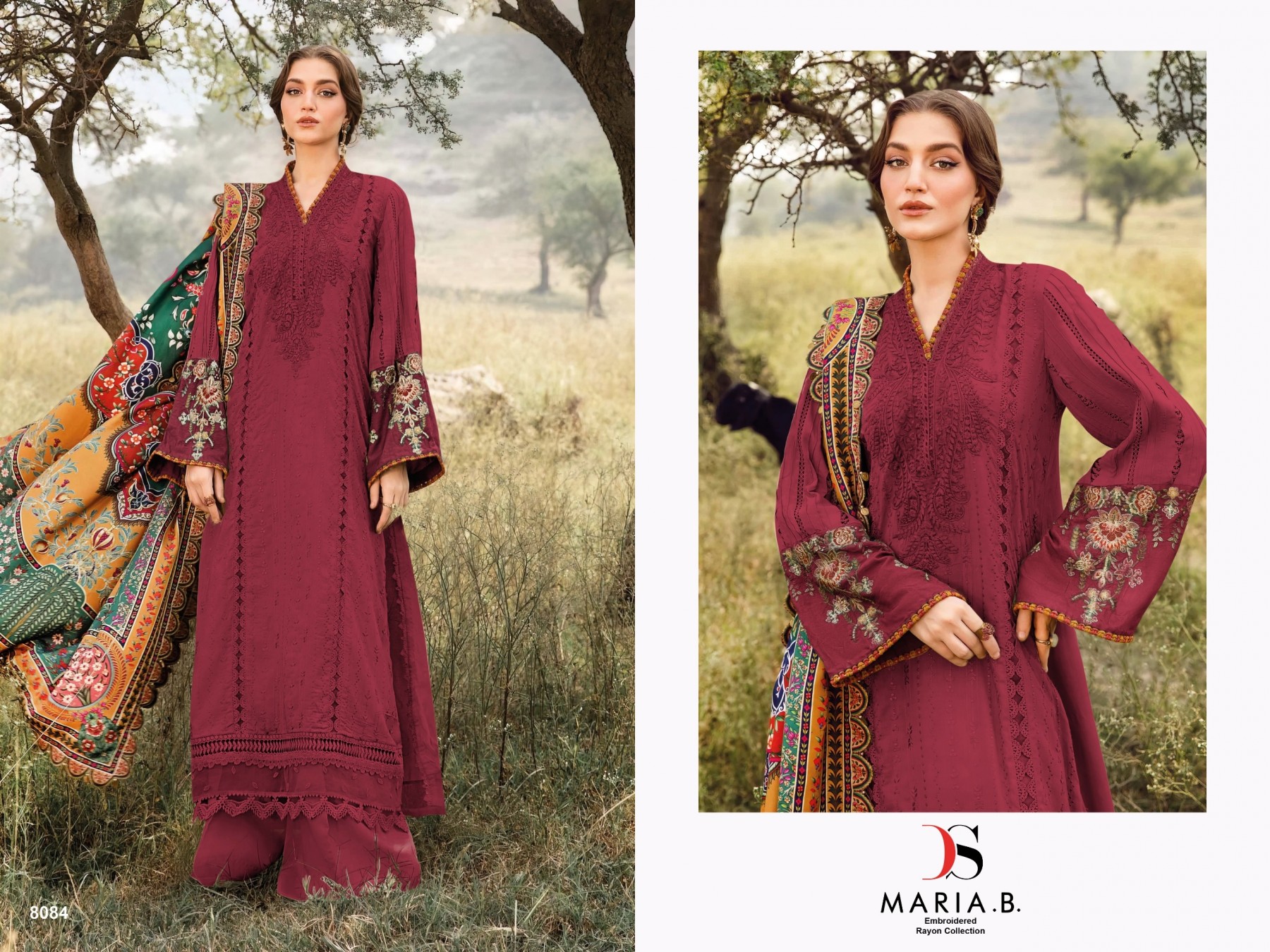DEEPSY SUITS MARIA B 8084 MAROON LATEST PAKISTANI SUITS