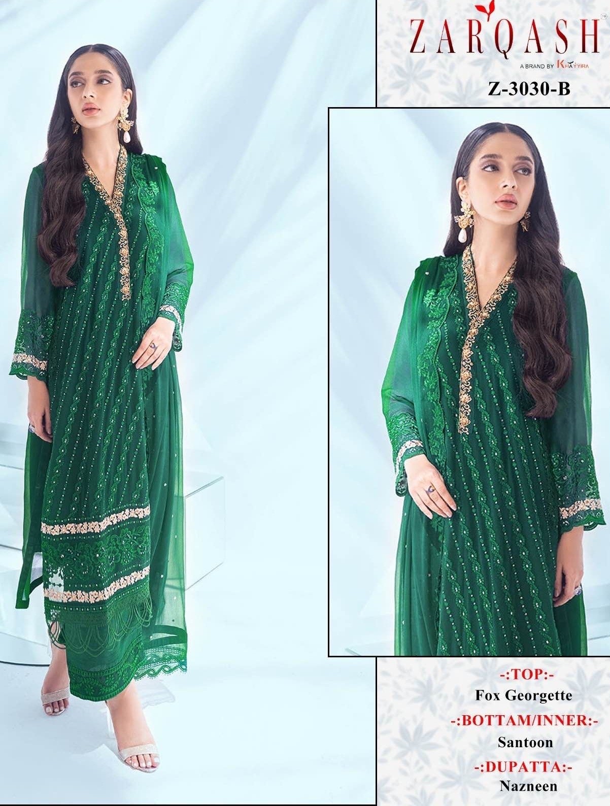 ZARQASH 3030 B PAKISTANI SALWAR SUITS BUY SURAT