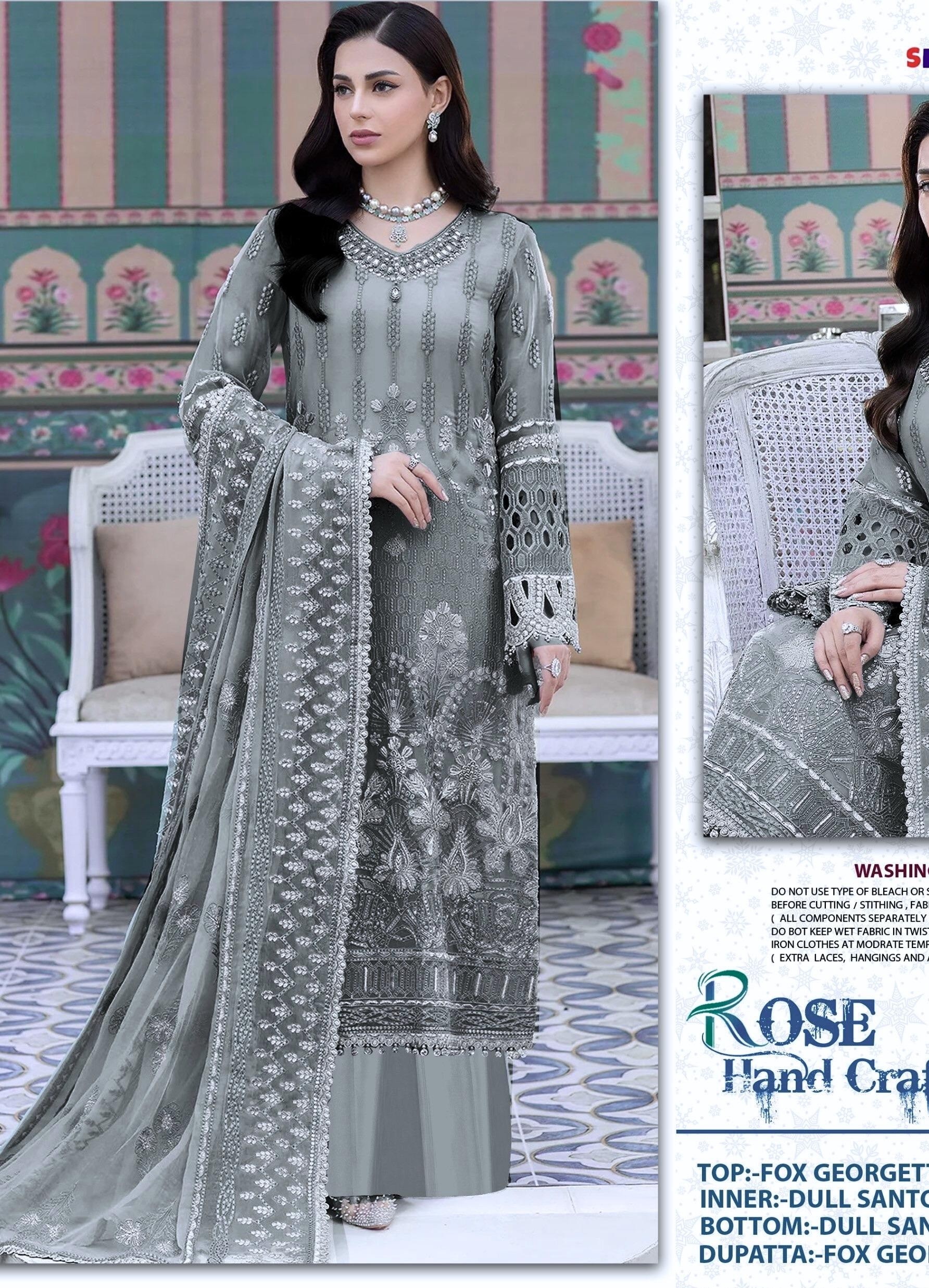 SHANAYA ROSE HAND CRAFT 173 B PAKISTANI SUITS FOX GEORGETTE ONLINE