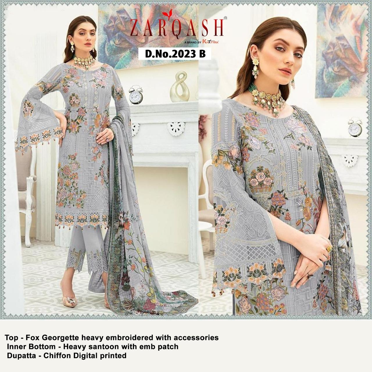 Heavy Embroidery Foux Georgette Pakistani Style Suit – krazy kolours