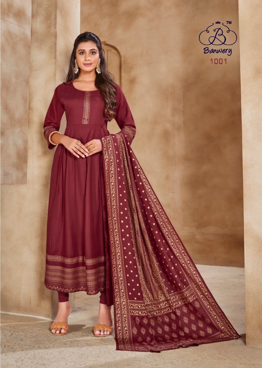 BANWERY PANKH D.NO 1001 FOIL PRINT SUIT