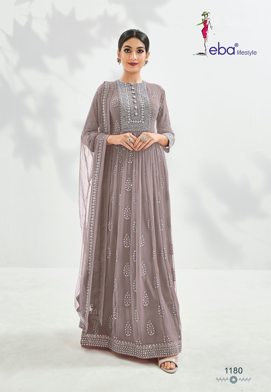 EBA LIFESTYLE PRIME ROSE NEW COLOUR D.NO.-1180 S JORJET WITH HAVY EMBODARY WORK