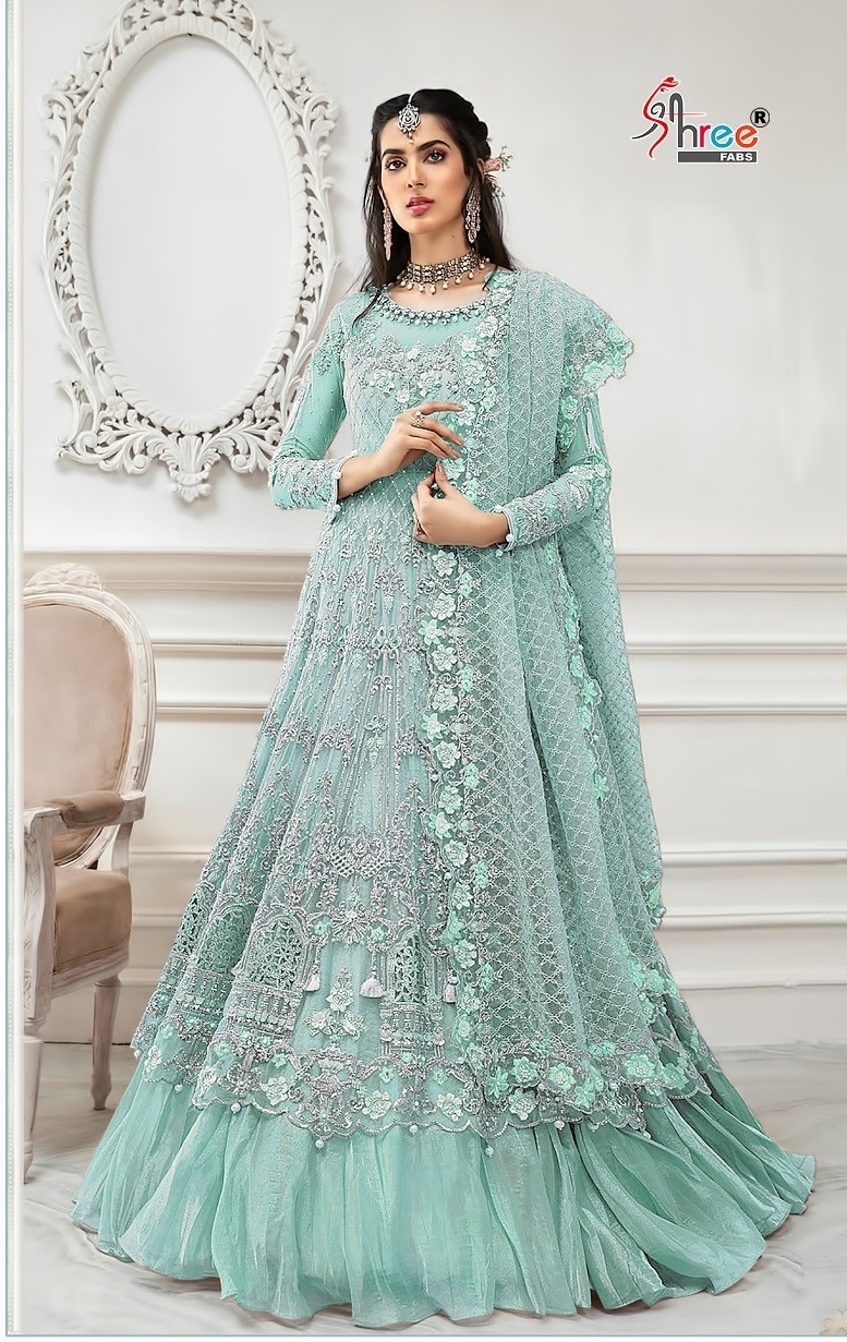 SHREE FAB D.NO S-108-D PAKISTANI SUIT WHOLSALER PRICE BRENDED SUIT  