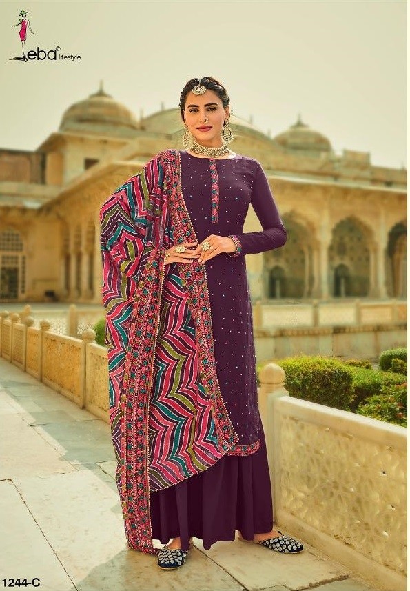 EBA  LIFESTYLE ASPREET 1244-C NEW VOLUME PAKISTANI SUIT SINGAL PICE COLLECTION