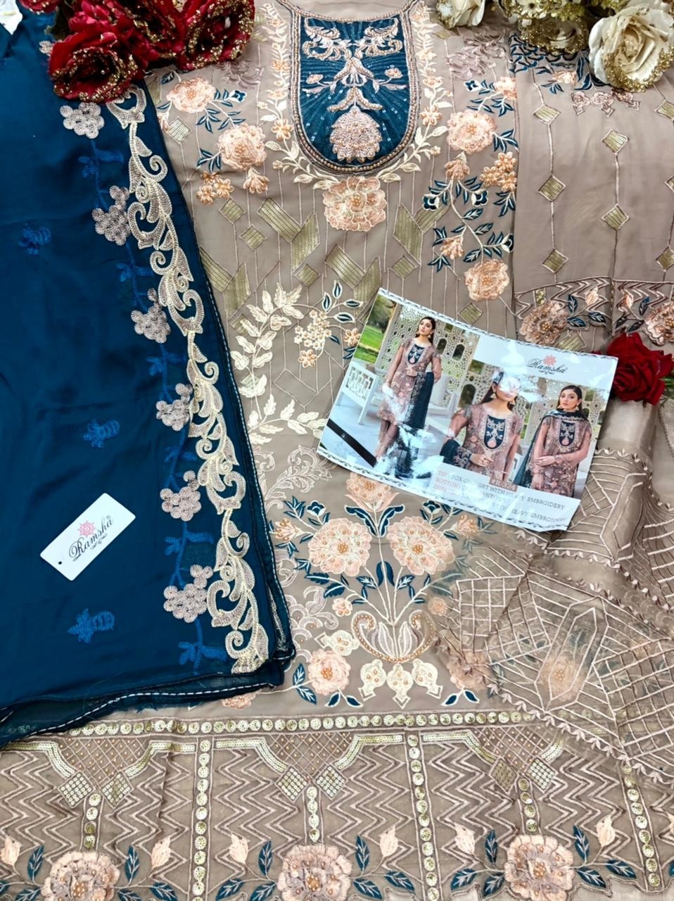 RAMSHA R-324 PAKISTANI SUITS WHOLSALE PRICE