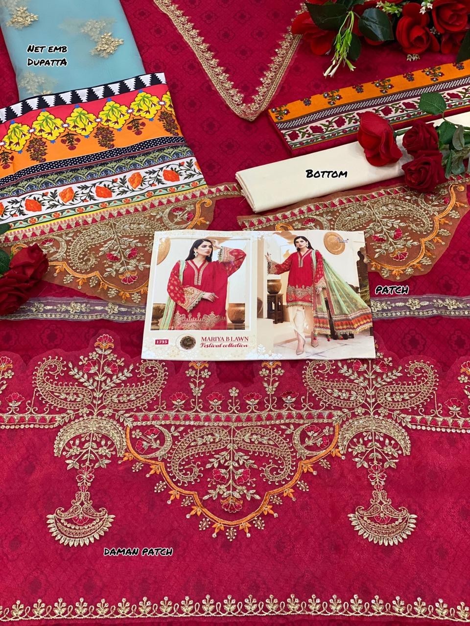 SHREE FAB 1734 MARIYA-B LAWN FESTIVAL COLLECTTION PAKISTANI SUITS WHOLSALE PRICE