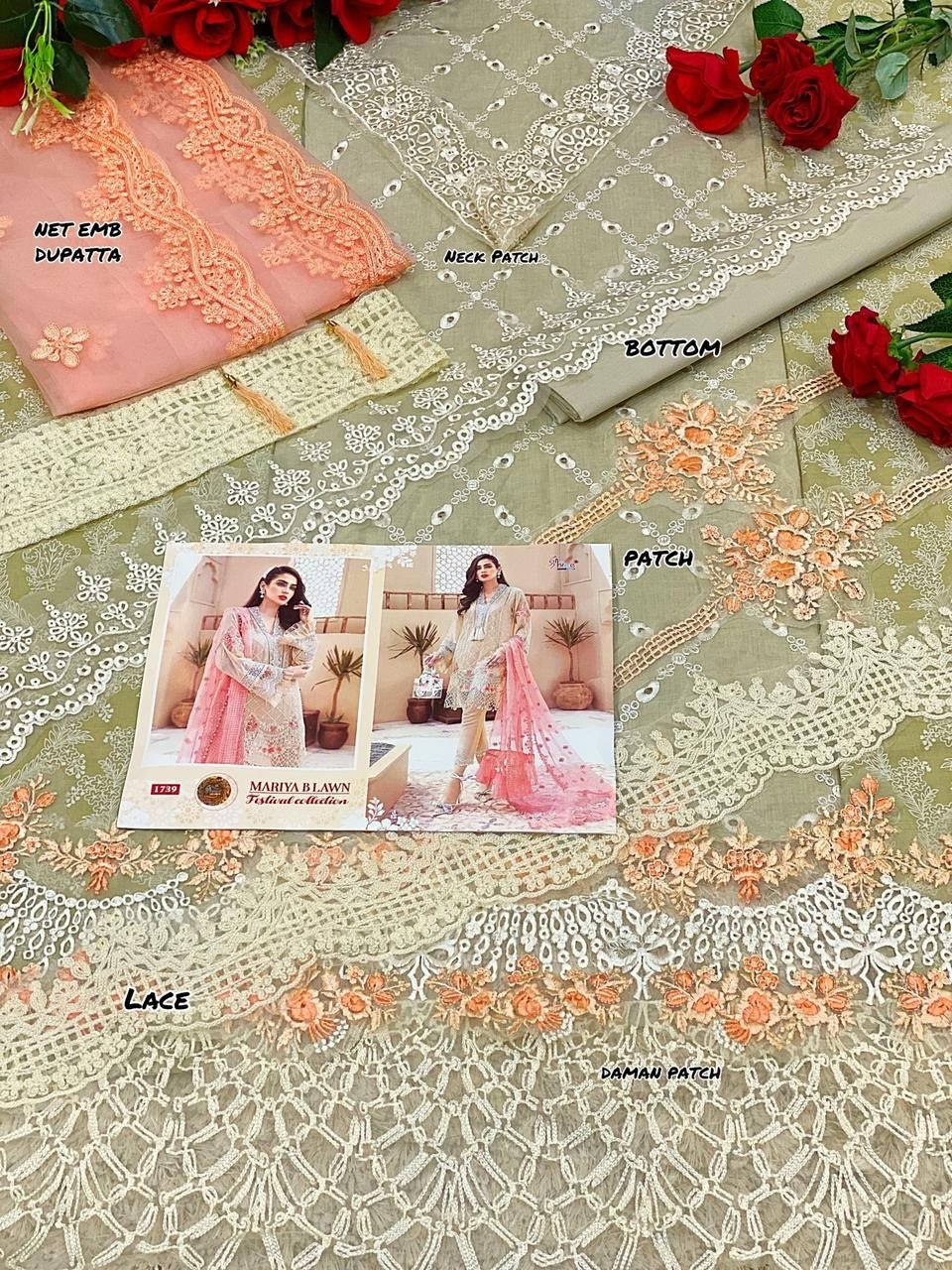 SHREE FAB 1735 MARIYA-B LAWN FESTIVAL COLLECTTION PAKISTANI SUITS WHOLSALE PRICE