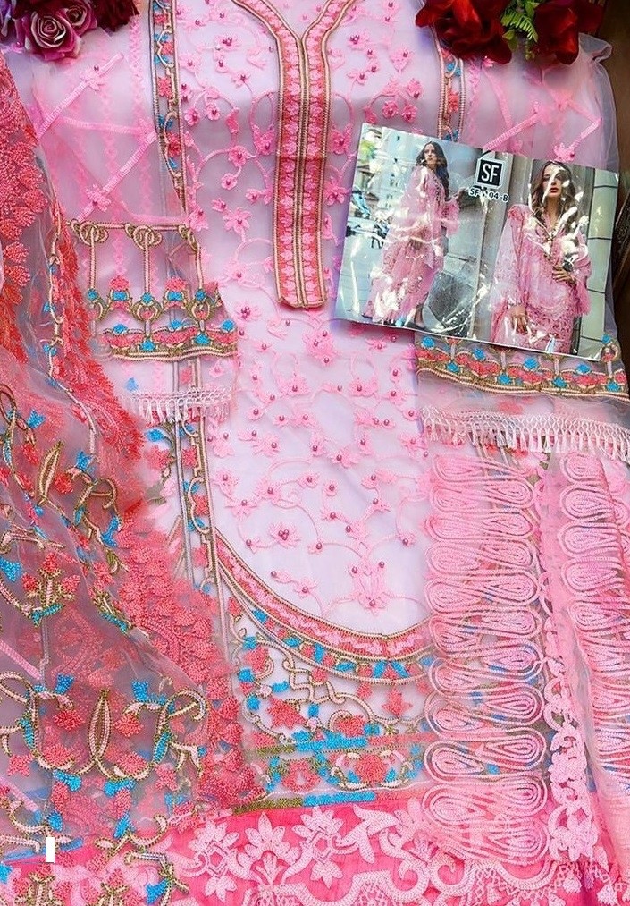 SF-104-B NET WITH HEAVY EMBODRY WORK PAKISTANI SUITS