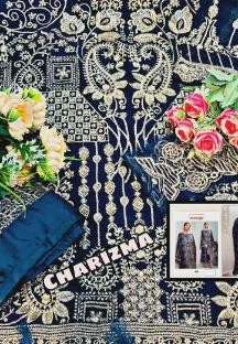 CHARIZMA DESIGNERS 90006 WOMANIYA BLUE GORGETTE PAKISTANI SUIT SINGAL PIESE AVAILABALE