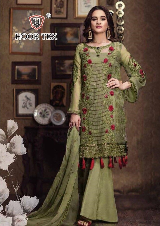 HOOR TEX D.NO.18020-C KITAB VOL-4 FOX GORGETTE WITH EMBODERY WORK PAKISTANI SUITS