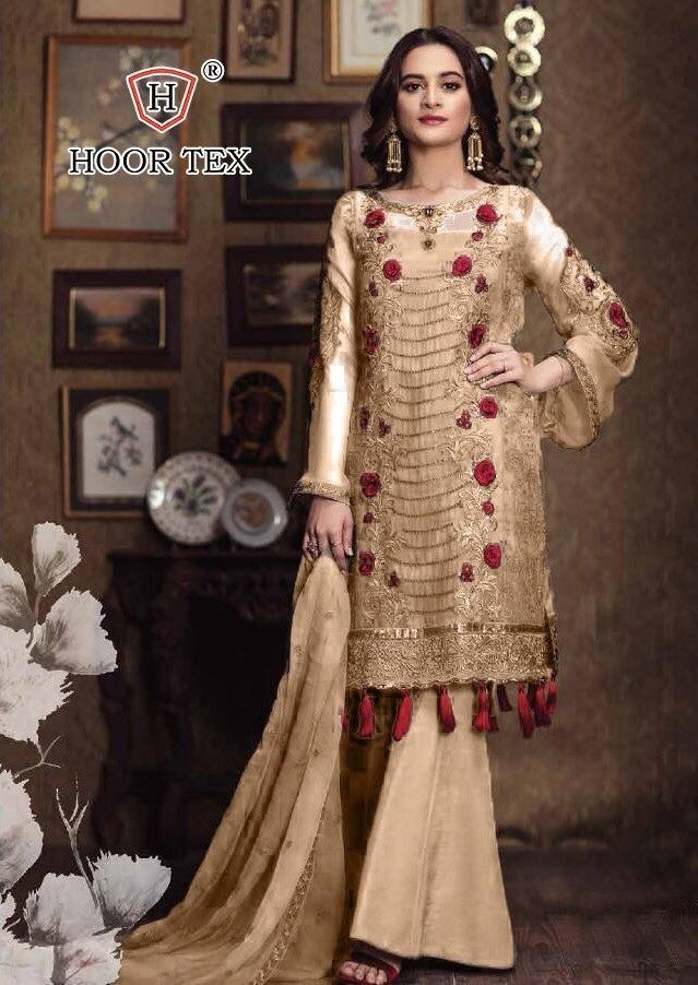 HOOR TEX D.NO.18020-B KITAB VOL-4 FOX GORGETTE WITH EMBODERY WORK PAKISTANI SUITS