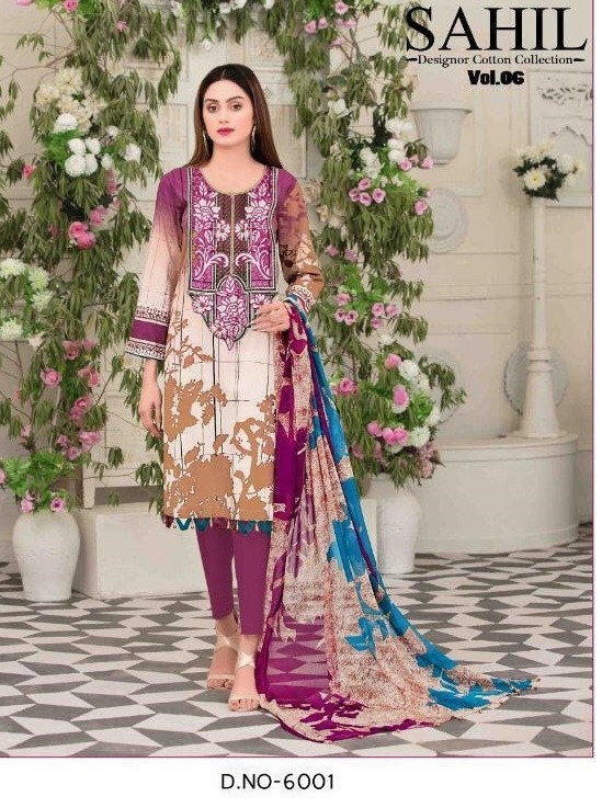 NAFISHA COTTON 6001 SAHIL VOL-6 KARACHI SUIT WHOLASALE