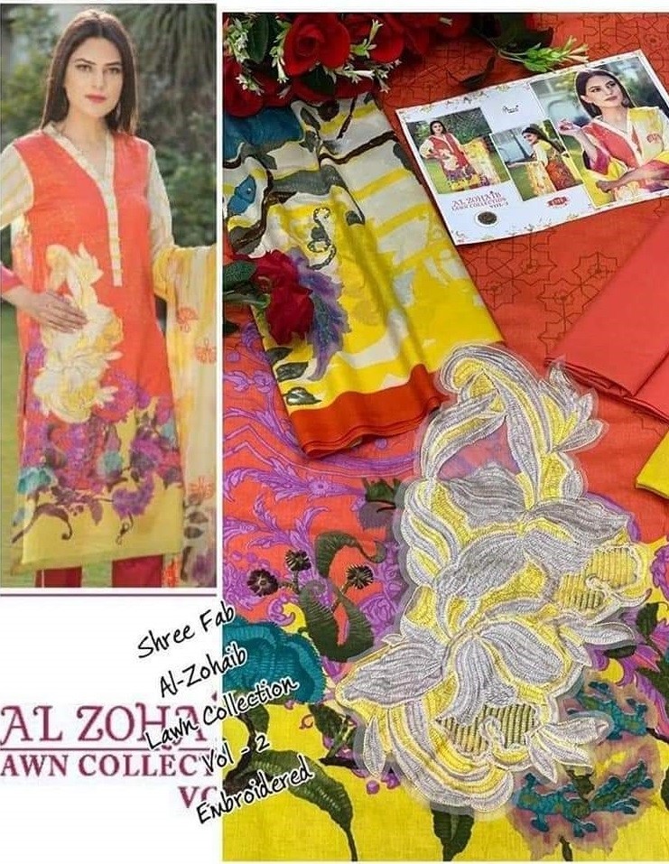 SHREE FAB 1751 AL ZOHAIB LAWN COLLECTTION VOL-1& 2 COMPANY PRICE SALWAAR KAMEEZ