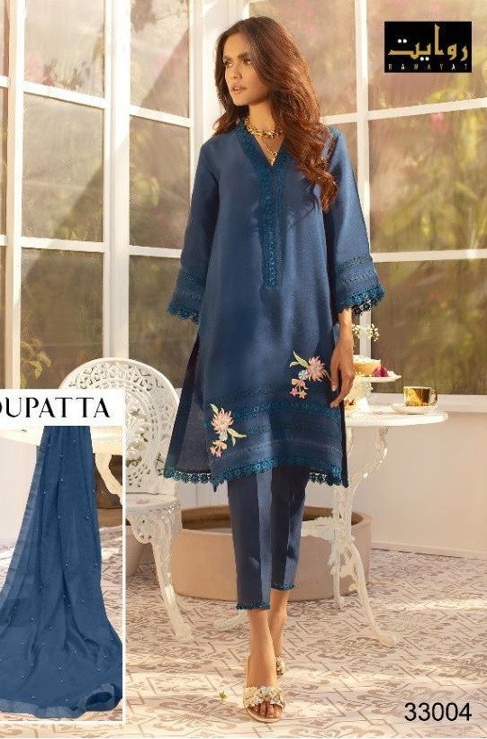 RAWAYAT 33004 ALZOHAIB VOL-3 LAWN COLLECTION 2021 SALWAR KAMEEZ SUPLLIER IN INDIA