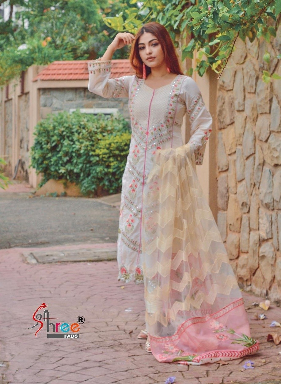 SHREE FABS S-340 PAKISTANI SUIT SEMILAWN DUPATTA 