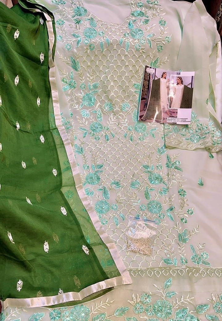 KHAYYIRA ZARQASH 2034 AZURE PAKISTANI SUIT AVAILABALE