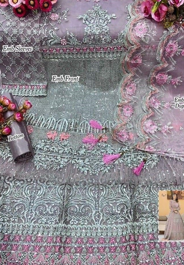 SHREE FAB S-195 PAKISTANI SUIT BUTTERFLY NET