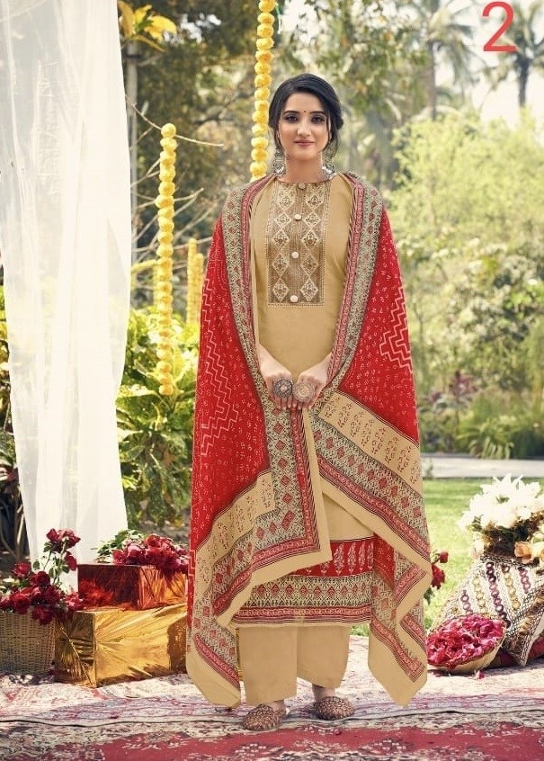 LEVISHA PARNIKA BANDHEJ COLLECTTION 7014 PAKISTANI SUITS KASHMIRI WORK SUPPLIER