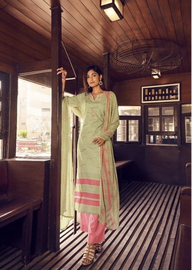 BELLIZA DESIGNER STUDIO NAZRANA 560001 NAZNEEN CHIFFON 100% PURE COTTON