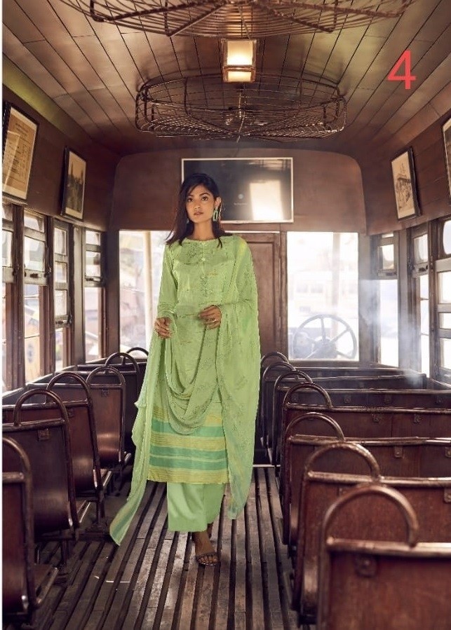 BELLIZA DESIGNER STUDIO NAZRANA 560004 NAZNEEN CHIFFON 100% PURE COTTON