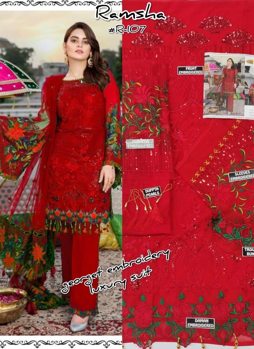 RAMSHA R-107-C PAKISTANI SUITS GORGETTE SINGALE