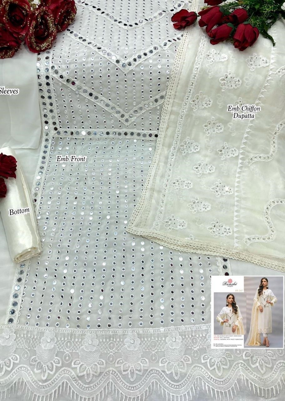 RAMSHA R-347 PAKISTANI SUITS WHOLESALE SINGALE