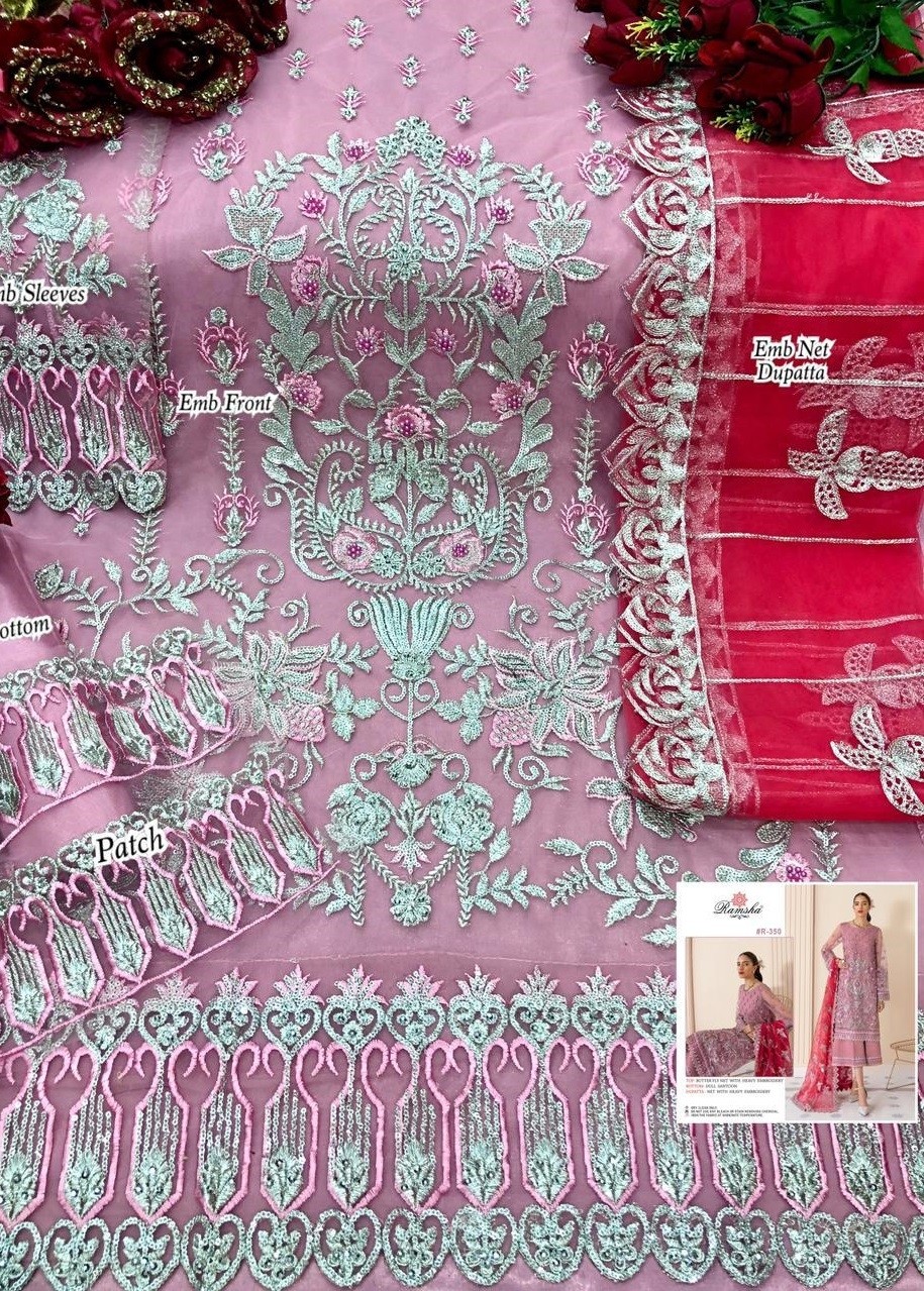 RAMSHA R-350 PAKISTANI SUITS WHOLESALE SINGALE