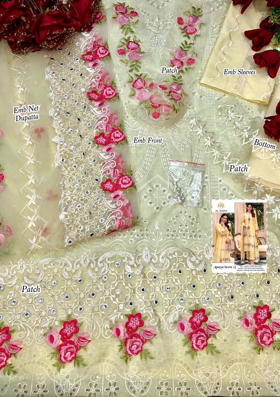 AL AMRA ZF ANAYA LAWN-12 CHIKKANKARI COLLECTTION SALWAR KAMEEZ WHOLESALE