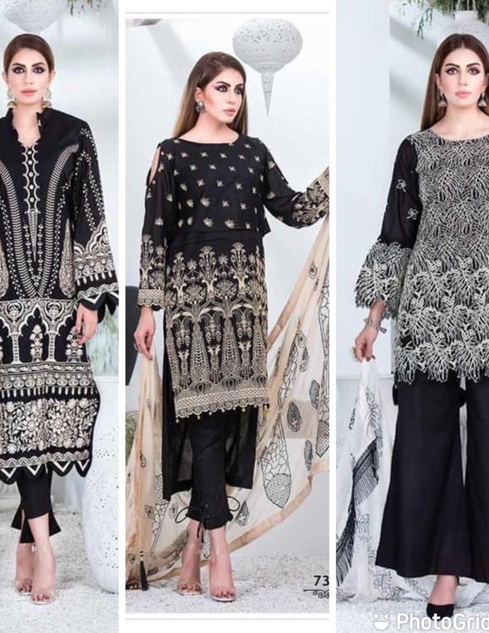 DEEPSY SUITS MARIA B EMBROIDERED BLACK & WHITE COLLECTION PAKISTANI SUITS