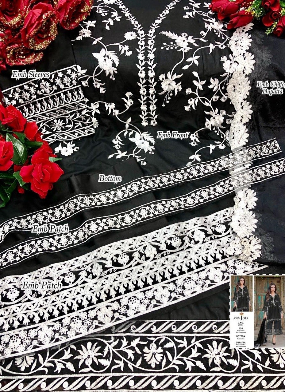 ASIM JOFA 29007 PAKISTANI SUITS BLACK WHOLESALE PRICE AVAILABALE IN SURAT