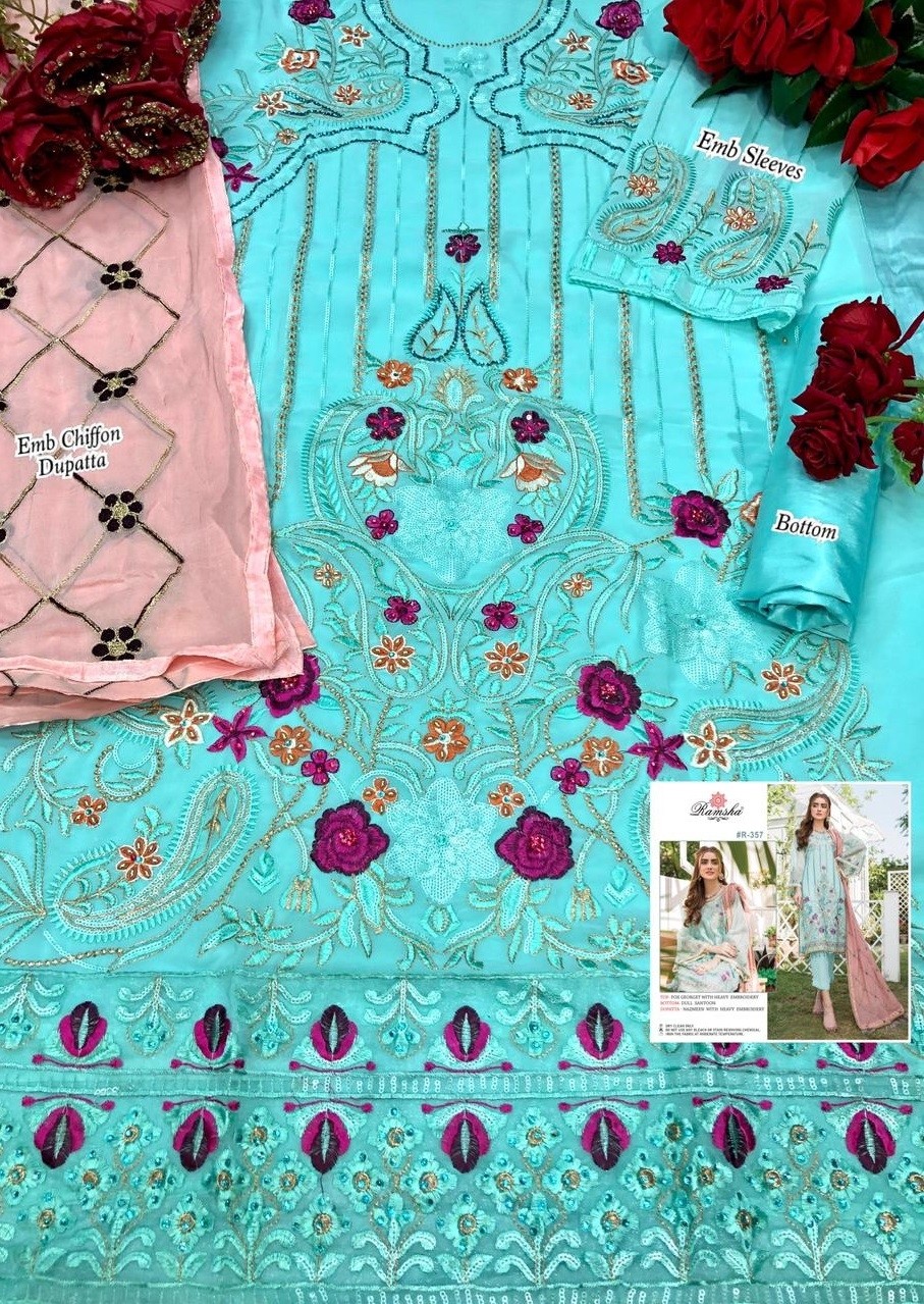 RAMSHA R-358 PAKISTANI SUITS WHOLESALE