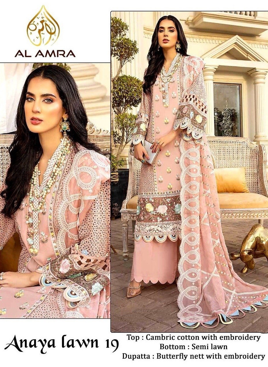 AL AMRA ANAYA LAWN CHIKANKARI VOL-2 19 LATEST CATALOGUE SURAT