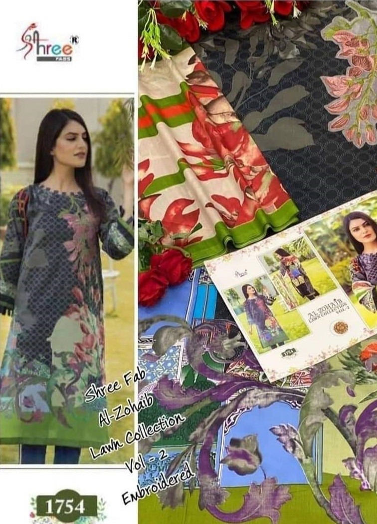 SHREE FABS 1754 AL ZOHAIB LAWN COLLECTION VOL-2 DESINGS-7 MANUFACTURER