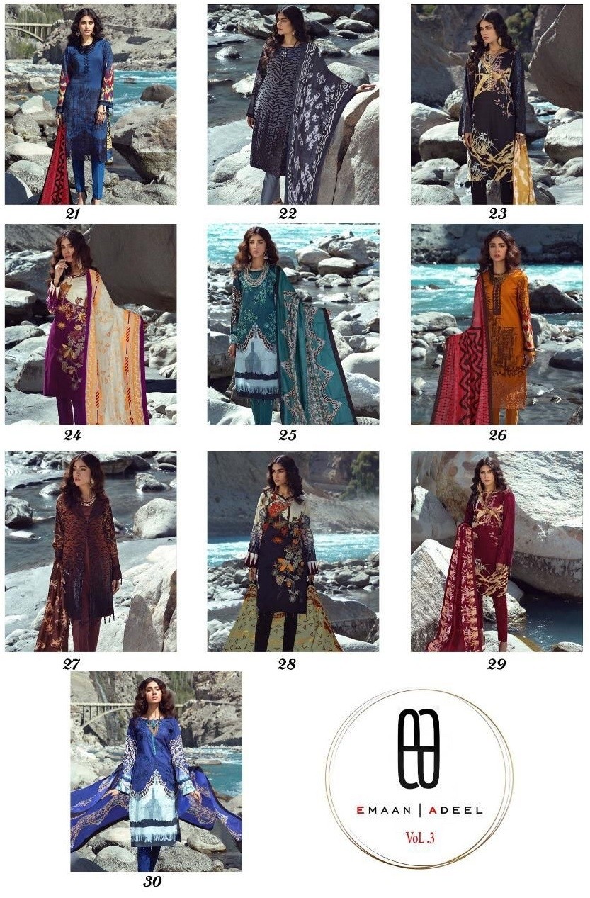 EMAAN ADEEL VOL 3 21 TO 30 ORIGINAL LAWN KARACHI SUITS IN SURAT