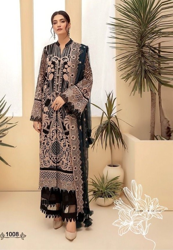 SANIYA TRENDZ BLOCKBUSTER VOL 1 1008 PAKISTANI SUITS MANUFACTURER